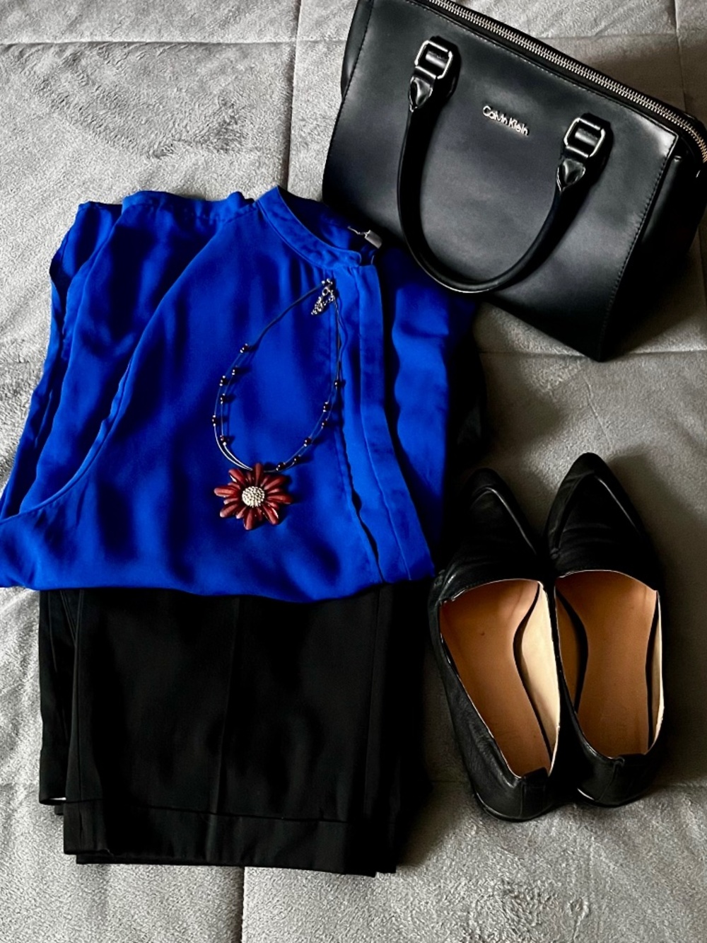 Kenneth Cole Reaction Cobalt Blue Long Sleeve Blouse Top Size 2X